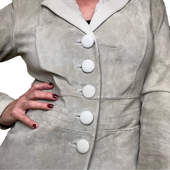 SKOTTS Washable Suede & Leather Trim Western Blazer – Taupe/Cream – Size S - Picture 8 of 17